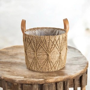 Handmade Rattan Planter <b>Basket</b> With Handle Perfect For Indoor Plants Home <b>Table</b> Balcony Garden Decorative Boho Storage <b>Basket</b> - Product Image 6