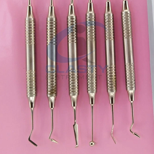 ชุดเครื่องมือผ่าตัดทางทันตกรรม 6 ชิ้น ทำจากสแตนเลสสตีล ด้ามจับแบบมีลายขัด คลาส 1 เคลือบสีตามสั่ง - Product Image 4