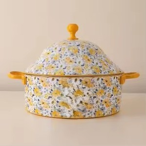 Plat de service chaud en émail métallique durable, motif floral, le plus vendu, gamme de luxe moderne haut de gamme pour la cuisine - Product Image 6