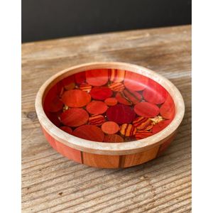 Bol artisanal en bois et résine pour servir des collations et des repas, produit artisanal en bambou et en bois - Product Image 4
