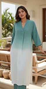 Conjunto de Salwar Kameez de Rayón Tie Dye para Mujer - Ropa Informal para Fiesta o Playa - Product Image 4