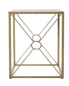 Mesa Auxiliar Moderna de Metal Dorado con Diseño Geométrico en X y Tapa de Vidrio |   Mesa Auxiliar Contemporánea de Lujo para Sala de Estar, Dormitorio o Sofá - Product Image 6