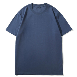 Camiseta de punto de manga corta para hombre, color azul real, cuello redondo, de secado rápido, corte regular, color sólido, informal. - Product Image 2