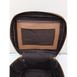 Bolsa de Cosméticos de Cuero Vacuno con Patrón de Caramelo Vintage Premium, Reutilizable, de Gran Capacidad, con Asa - Product Image 4