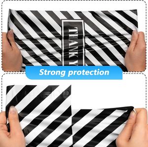 Sacs d'expédition imperméables et résistants aux déchirures Thank You Poly Mailer pour vêtements, sacs postaux robustes avec fermeture auto-adhésive, imprimés à rayures - Product Image 4