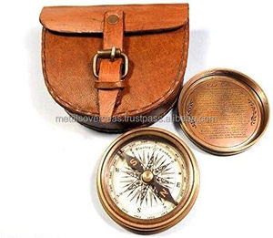Thủ công rắn brass Túi la bàn với da chính hãng trường hợp bảo vệ và bản lề nắp cho cuộc phiêu lưu ngoài trời và backpacking - Product Image 2