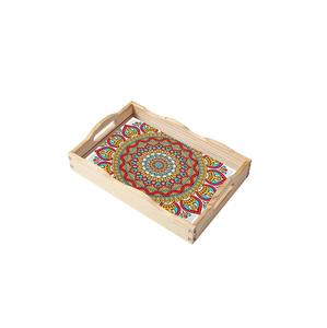 Latest Printed Wood Serving Storage Tray For <b>Breakfast</b> Coffee Food Tray Wooden Platter & Vanity Tray For Coffee Table Decoration - Product Image 3