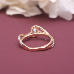 Anillo de compromiso con diamante cultivado en laboratorio de corte ovalado certificado por IGI, diseño Infinity Twist, oro blanco/rosa y amarillo de 9K, halo pavé, anillo nupcial. - Product Image 4