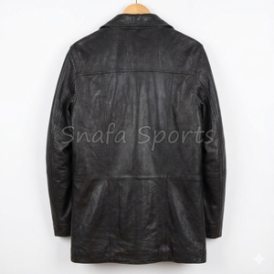 Men's Black Leather Jacket <b>Fur</b> Collar Winter Shearling Coat Genuine Sheepskin Belted Warm Fleece Outerwear Jackets - Product Image 2