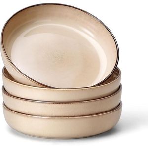 Lot de 4 grands bols à salade de 35 oz, assiettes plates larges en céramique, bols de service pour pâtes à double glaçure réactive pour la cuisine - Product Image 1