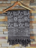 Jeté décoratif moderne gris en coton 100% biologique, imprimé à la main au bloc indien, léger, écologique, doux et lavable en machine