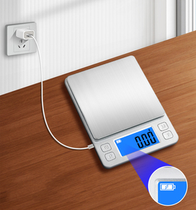 Digitale Küchenwaage aus Edelstahl, 1 kg x 0,1 g, 2 kg x 0,1 g, 3 kg/0,1 g, 1000 g x 0,01 g, für Kochzwecke - Product Image 6