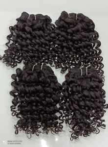 HAIR FASHION INDIA HFICHW ผมแท้แบบอินเดีย Remy  แบบหยิกฟู  ถักด้วยเครื่องจักร  แบบ Double Weft  น้ำหนัก 100 กรัม  สีดำ  แบบมัดเป็นช่อ - Product Image 3
