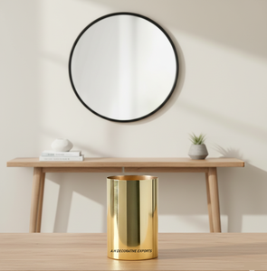 Jarrón cilíndrico de acero inoxidable dorado de lujo |   Florero Hecho a Mano con Acabado Pulido |   Lobby Moderno y Ecológico para Bodas, Hogares y Hoteles - Product Image 6