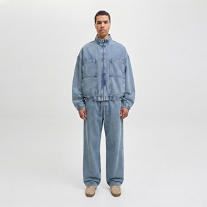 Conjunto de Chaqueta Vaquera Oversize Transpirable y Pantalones Vaqueros de Pierna Ancha Estilo Streetwear Holgado para Hombre - Traje Vaquero Americano de Invierno - Product Image 2
