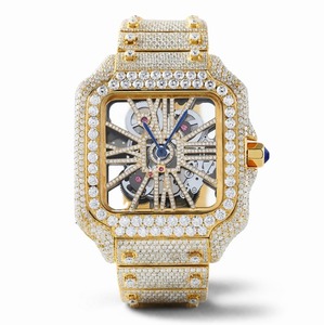 Reloj Unisex de Lujo Personalizado en Acero Inoxidable, Brillante con Diamantes VVS Moissanite Cultivados en Laboratorio, Movimiento de Cuarzo Citizen, Estilo Indio - Product Image 1