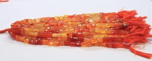 Perles de calcédoine orange naturelle facettées en forme de chiclet 7,5-8 MM, calcédoine ombrée facettée rectangulaire, pierre précieuse à perçage droit - Product Image 5
