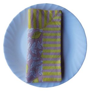 Meilleur prix pour serviette en coton imprimée à la main, 45x45 cm, motif rayures et feuilles, style pastoral, pour décoration de table, rectangulaire - Product Image 6