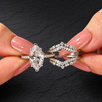 Bague personnalisée en diamant de laboratoire taille marquise, nouveau design, or blanc, diamant de laboratoire VVS, ensemble de bagues de fiançailles, bijoux fins pour femmes