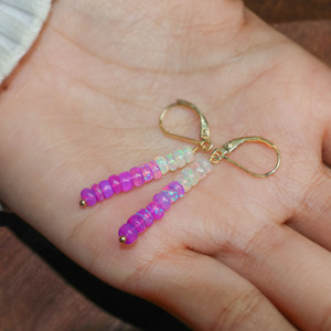 Pendientes colgantes lineales con cuentas, ligeros, con cadena larga y cuentas - Product Image 2