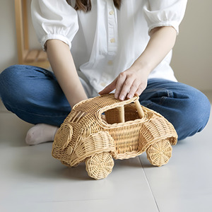 Eco friendly baby imaginative toy wholesale rattan <b>car</b> toys vintage miniature <b>cars</b> on wheels - Product Image 2