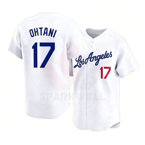 Maillot de baseball Los Angeles pour homme, blanc, manches courtes, numéro 17 imprimé à l'avant, respirant, en polyester, vêtement de sport boutonné - Product Image 3