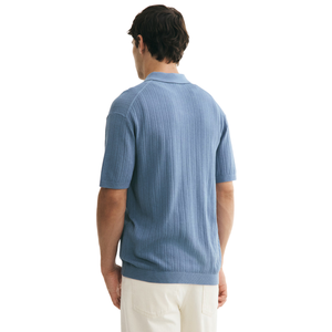 Polo de Punto Texturizado Ajustado Personalizado para Hombre, Transpirable, con Textura Acanalada, Manga Corta, Fabricación OEM, Venta al Por Mayor - Product Image 2