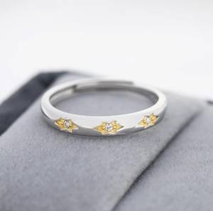 แหวนสตาร์เบิร์สต์ แหวนเงินสเตอร์ลิง แหวนปรับขนาดได้ แหวนรูปดาว CZ แหวนรูปดาวเหนือ - Product Image 3