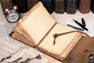 Carnet à couverture rigide en cuir fait main, reliure cousue main, serrure à clé antique, sans acide, durable, vintage - Product Image 3