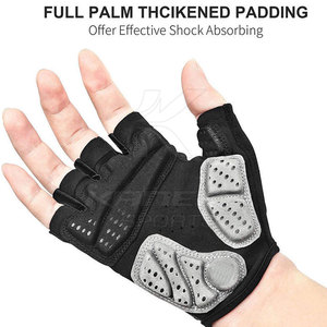 High Quality Leather Half <b>Finger</b> Cycling Gloves Breathable Non-Slip Adjustable Wrist <b>Strap</b> Hook Loop Closure for Long Ride - Product Image 6