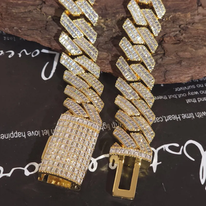 Collier gourmette de luxe en moissanite et diamant, en argent 925 plaqué rhodium, style hip-hop, chaîne statement sertie de pierres, bijoux raffinés, cadeau - Product Image 2