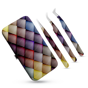 Ensemble de pinces à cils avec étui magnétique élégant, logo personnalisé, aiguille dentelée, vente chaude - Product Image 2