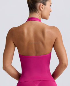 Camisetas Deportivas Cortas de Jersey con Logotipo Personalizado para Mujer, Cuello Halter, Transpirables, de Spandex/Nailon de Alta Calidad - Product Image 2