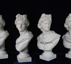 Classical Roman Greek Bust Sculpture Polyester Resin Carved Vintage Marble Finish <b>Table</b> <b>Decor</b> for Luxury Events & wedding <b>decor</b> - Product Image 3