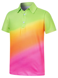 <b>Classic</b> Style Gradient Color Short Sleeve Men's Wear Polo Shirt Breathable Knitted Regular Fit Casual Style Digital Printing - Product Image 1