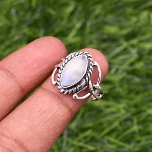 Anillo de piedra lunar hecho a mano, plata de ley 925, joyería de piedras preciosas naturales para mujer, regalo al por mayor - Product Image 4