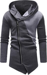 Custom Logo Mens Long Sleeve <b>Gothic</b> Asymmetric Side Zip Hoodie Longline Lace Up Robe Sweatshirt <b>Jacket</b> Manufacturer Low MOQ - Product Image 3