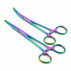 MJW Lot de 2 pinces à moustiques droites et courbées, finition multicolore, en acier inoxydable, pinces chirurgicales hémostatiques certifiées ISO - Product Image 4