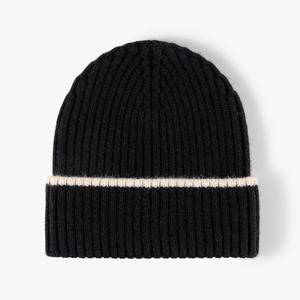 Bonnet unisexe en tricot côtelé épais 100 % laine, confortable et ajustable, pour l'hiver, avec logo personnalisé, OEM, marque privée, fournisseur en gros - Product Image 1