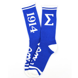 Phi Beta Sigma Royal Blue Crew <b>Socks</b> Greek Letter 1914 <b>Socks</b> White Detail Fraternity Apparel Comfortable Knit <b>Socks</b> - Product Image 1