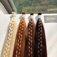 Extensions de cheveux humains RUSA en vrac, cheveux bruts, pointes épaisses, couleur blonde/brun/brun clair/brun foncé, lisses