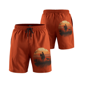 Pantalones Cortos con Estampado Gráfico de Paisaje Occidental para Hombre, Ropa Deportiva Informal de Moda - Product Image 1