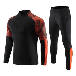 Football Training Suit 2 Piece Set Yellow Black Pattern Sleeve Mock Neck Top And Performance Joggers For Professional Soccer - Product Image 2