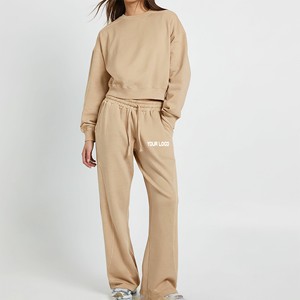 Ensemble jogging ample en sweat-shirt uni sur mesure, 2 pièces, respirant, style vintage brodé, hip-hop, hiver, OEM ODM - Product Image 1