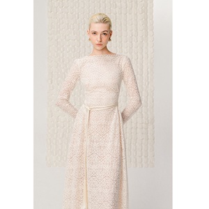 Robes de soirée écologiques de luxe ASTORIA LACE GOWN à manches longues, coupe ajustée, ODM, marque privée, robes décontractées modernes pour femmes - Product Image 4