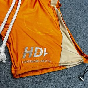 <b>Men's</b> <b>Orange</b> Board <b>Shorts</b> Quick Dry Drawstring Sporty <b>Short</b> Pants Front Logo Print Solid Color Mid Waist - Product Image 5