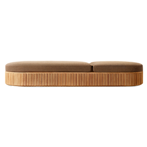 Chaise longue de luxe en teck avec dossier réglable, base cannelée et coussin rembourré – Chaise d'extérieur minimaliste pour villas et complexes hôteliers - Product Image 3