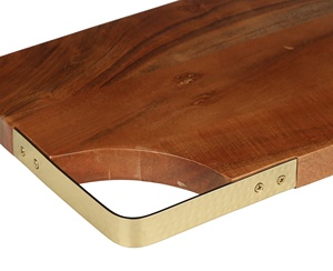 Planche à fromage et bloc à découper en bois d'acacia fabriqués à la main avec poignée en métal robuste pour servir, couper et utiliser en cuisine - Product Image 4