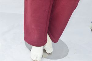 Maroon Ladies Straight Pants High Waist Stretch Fleece Eco-Friendly Winter Casual Custom Embroidery Private Label Drawstring - Product Image 4