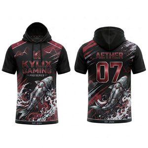 เสื้อฮู้ดน้ำหนักเบาแบบ OEM แขนครึ่งตัว ผลิตตามสั่ง ผ้าโพลีเอสเตอร์ สำหรับทีม ระบายอากาศได้ดี เสื้อกีฬา พิมพ์ลายได้ - Product Image 1